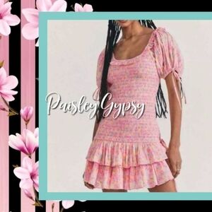 PINK LOVE SHACK STYLE BOHO DRESS
